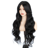 Xpoko Synthetic Lace Wig Water Wave  28 Inch Black Shade Wig with Bang Lace Wig Ombre Blonde Cosplay Wigs For Women Lace Front Wig