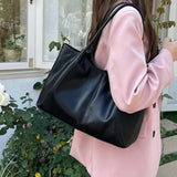 Xpoko back to school Simple White Shoulder Bag 2025 Women's PU Leather Soft Underarm Tote Bag School Large Capacity Bag Full Student Shopping Handbag