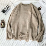 Xpoko 2024 spring and autumn Internet celebrity same style ripped sweater men's bf style sweater Korean style couple wear top jacket