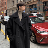 Xpoko Men Winter Outfit Winter High Quality Woolen Trench Coats Men Korean Style Luxury Male Casual Trenchcoat Men's Streetwear Gray/Khaki/Black