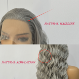 Xpoko Grey Wig Long Loose Curly Synthetic Lace Front Wigs For Women Heat Resistant Hair Natural Hairline Daily Use Light Grey Cosplay