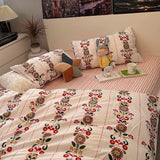 Xpoko 100%Cotton Bohemian American Style Bedding Set Four-piece Set Three -Piece Set Decorative Pattern Vintage Flower Pattern Queen