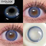 Xpoko 1 pair/2pcs Blue Lenses with Diopters Color Contact Lenses for Eyes Prescription Colored Eye Lenses with Free Lens Case