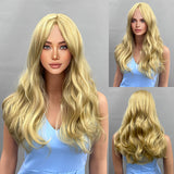 Xpoko Halloween 22-Inch Black Gradient Light Blonde Long HairLayered Synthetic Wig Beautiful And Elegant Women's Fashion Wig Daily Use