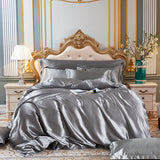 Xpoko - Silky Satin Bedding Set with Duvet Cover Flat Sheet Pillowcases