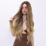 Xpoko Everyday basics: 30-inch brown long curly hair wig set, high-temperature silk material, basic and versatile style