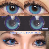 Xpoko 2pcs/pair Blue Lenses Colored Lenses for Eyes Anime Color Contact Lenses Beauty Eye Color Lens Prescription Lenses 14.5