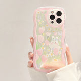 Xpoko Wavy Flower Bunny Phone Case Christmas Thanksgiving gifts