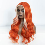 Xpoko Synthetic Lace Front Wigs For Women Highlight Orange Body Wave 26â€?Wig Ombre Blonde Ginger Lace Wig Synthetic Cosplay Wig