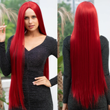 Xpoko 100CM  Synthetic Button Net Red Long Vacation Hair Mid Section Role Playing Wig Suitable For Parties Daily Wear For Women