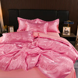 Xpoko - Beautiful Floral Jacquard Satin Bedding Set Full Queen King Size