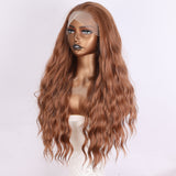 Xpoko Brown Wig With Hand Hook Lace Wig Suitable For Women's Natural Hair Line Synthetic Hair Daily Lace Wig Role-Playing