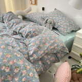 Xpoko Cute Flower Bedding Set Cotton For Girl Twin Full Queen Size  Couple Fitted Bed Sheet Pillowcase Bedroom Duvet Cover