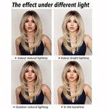 Xpoko Synthetic Wig Ladies Long Blonde Eight Figure Bangs Layered Wigs Suitable For Everyday Parties Wigs Cosplay Party Daily Hair