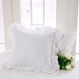 Xpoko Khaki European Style Embroidery Cushion Cover Ruffle Lace Wrinkle Pillow Cover Cake Layers Princess Bedding Pillowcase