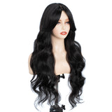 Xpoko Synthetic Lace Wig Water Wave  28 Inch Black Shade Wig with Bang Lace Wig Ombre Blonde Cosplay Wigs For Women Lace Front Wig