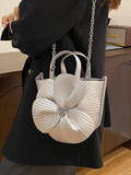 Xpoko Flower Shape Pleated Split-Joint Bags Crossbody Bags Handbags Tote Bags