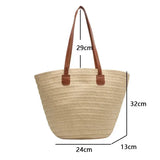 Xpoko back to school Women Braided Basket Clutches Top-handle Bag Large Straw Portable Shoulder Bag Summer Beach Party Purses Shopper Satchel Female