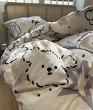 Xpoko  -  Cute cartoon dog star bedding set teen boy,twin full queen lovely puppy cotton home textile bed sheet pillow case quilt cover