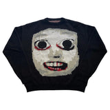 Xpoko New Men's Casual Sweater Street Sweater Knitted Sweater Retro Painting Anime Demon Hip Hop Knitted Pattern Retro Pullover Y2K