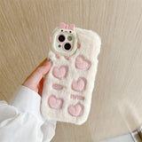 Xpoko Monster Plush Embroidered Heart Phone Case