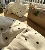 Xpoko  -  Fashion cute embroidery bear polka dot bedding set,twin full queen lovely cotton home textile bed sheet pillow case quilt cover