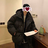 Xpoko New original winter 2024 thickened hooded bread coat and cotton coat for men ins couple Korean version loose cotton coat for men