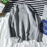 Xpoko 2024 spring and autumn Internet celebrity same style ripped sweater men's bf style sweater Korean style couple wear top jacket