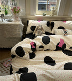 Xpoko  -  Sweet cool rabbit black roseo polka dot bedding set,twin full queen lovely cotton home textile bed sheet pillow case quilt cover