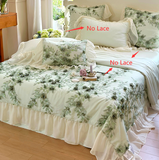 Xpoko  -  French Romantic Lace Ruffles Princess Lyocell Eucalyptus Fiber Summer Quilt Bedding Set Summer Comforter Pillowcases Bed Sheet