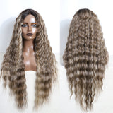 Xpoko Synthetic Lace Front Wig Baby Hair Wig Long Wavy 30 " Hair Lace Wig For Women Lace Front Wig Ombre Blonde Brown Wig Cosplay Wig