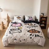 Xpoko Bedding Sets INS Vintage Single Duvet Cover Quilt Cover Beer Bed Sheets Set Kids princess Sheet Twin Comforter Sets Bed Linen