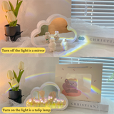 Xpoko Kawaii Cloud Mirror Tulip Night Light Christmas Thanksgiving gifts