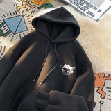 Xpoko Original sweatshirt for men and women plus velvet hooded autumn and winter new coat cartoon student ins top American retro y2k