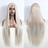 Xpoko Synthetic Lace Front Wigs For Women Straight Hair Synthetic Lace Wigs 36 Inch Ombre Long Cosplay Wigs Blonde  Wig