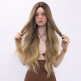 Xpoko Everyday basics: 30-inch brown long curly hair wig set, high-temperature silk material, basic and versatile style