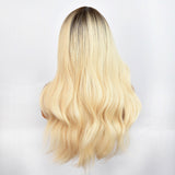 Xpoko 28 inch gold gradient natural long wave suitable for party wearing synthetic fiber women's wigs