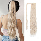 Xpoko Corn Wavy Ponytail Extended Winding Long Curly Wavy Ponytail Extended Synthetic Blonde Ponytail Wig For Female Girl