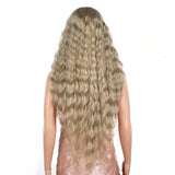 Xpoko Synthetic Lace Front Wig Baby Hair Wig Long Wavy 30 " Hair Lace Wig For Women Lace Front Wig Ombre Blonde Wig Cosplay Wig