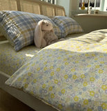 Xpoko -  Fresh pastoral flower bedding set,twin full queen king yellow blue floral cotton home textile bed sheet pillow case quilt cover