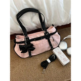 Xpoko Women Fashion Handbags Mujer Gothic Black Shoulder Bags Female Satchel Large Capacity Pink Handbag Purse Bag Bolsa Feminina Yk2