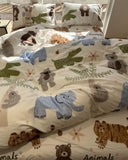 Xpoko  -  Cute cartoon animal crocodile elephant bedding set,twin full queen king cotton home textile bed sheet pillow case quilt cover