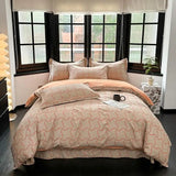 Xpoko Brushed Cotton Chic Floral  Breathable  Duvet Cover Twin Double Queen King 4Pcs 100%Cotton Bedding Set Bed Sheet 2 Pillowcases