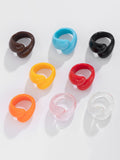 Xpoko Geometric Solid Color Rings Accessories