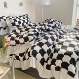 Xpoko Hot Luxury Romantic Ruffle Bedding Set 3/4pcs Sweet Princess Lace Duvet Cover Colorful Plaid Quilt Cover Bed Sheet Pillowcase