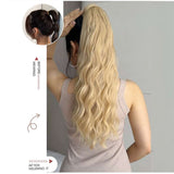 Xpoko Corn Wavy Ponytail Extended Winding Long Curly Wavy Ponytail Extended Synthetic Blonde Ponytail Wig For Female Girl