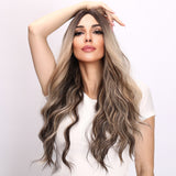 Xpoko Classic wig: long curls in Mirador color tinted gradient, made of high temperature silk, suitable for daily wear.