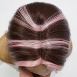 Xpoko Party Lolita Wig Shaped Pink Gradient Lace Wig Spot Dyed Wave Head Imported Silk COS Exclusive Synthetic Women's