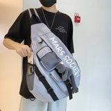 Xpoko back to school Men's Korean Trend Messenger Shoulder Bag Sports Travel Large Capacity Backpack Female Students Crossbody Chest Casual Bag bolso