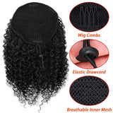 Xpoko 10 Inch Synthetic Afro Drawstring Ponytail Kinky Curly Ponytail Drawstring Afro Puffs Curly Ponytail Extension For Women